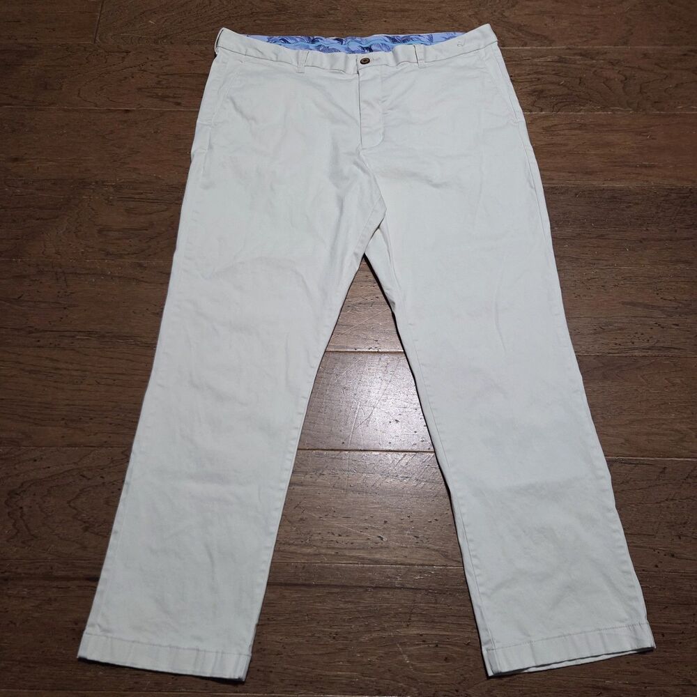Tommy Bahama Boracay Flat Front Chino Pants Mens 40x30 Khaki Stretch Trousers - Picture 1 of 9